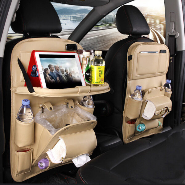 PU Leather Car Storage Bag Multifunction Seat Back Tray Hanging Bag Waterproof Car Organizer Automotive Interior Accessories - Image 5