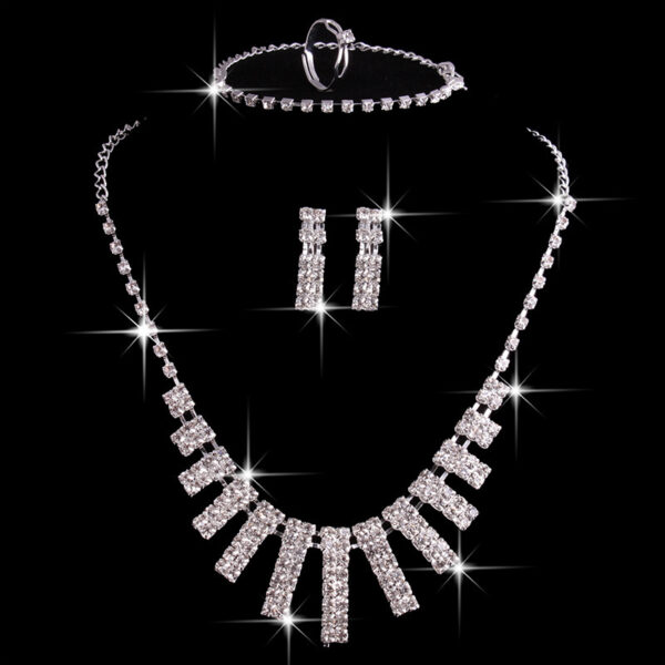 Hao Yue jewelry set, foreign trade explosion jewelry, bridal jewelry four sets, wedding match crystal jewelry set - Image 3